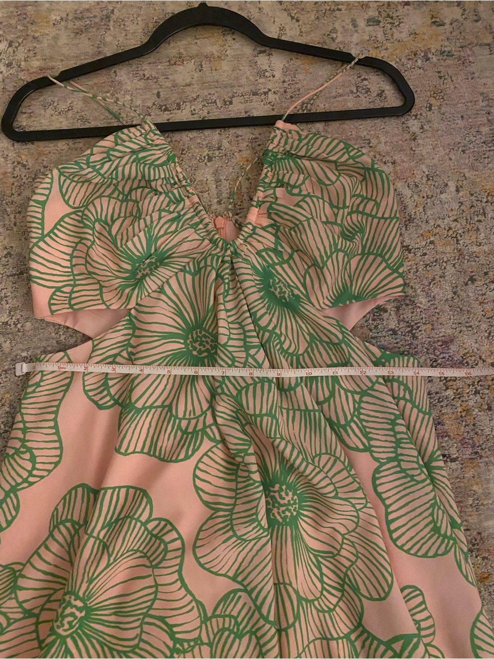 AMUR Kalyan Cutout Maxi Dress Pink with Green Floral Print - Picture 8 of 9